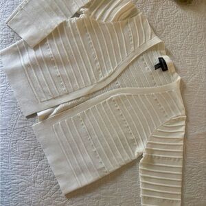 Nina Leonard Ivory Textured Cardigan